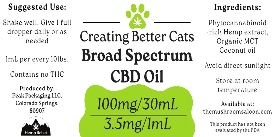 [10489] Creating Better Cats 1oz CBD Tincture - 100 mg